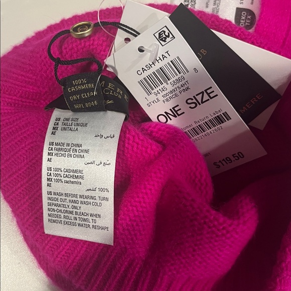 Charter Club Pink Ribbed Cashmere Scarf and Embellished Pink Beanie One Size - Picture 11 of 11
